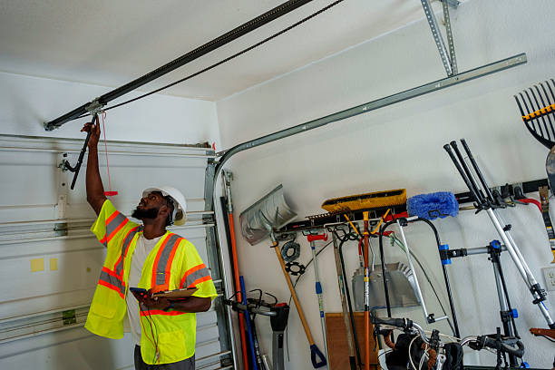 Professional Garage Door Panel Replacement technician working in Keuka Park, NY